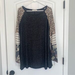 Haptics Women’s Color/Pattern Block Long Sleeve Top Size 2X